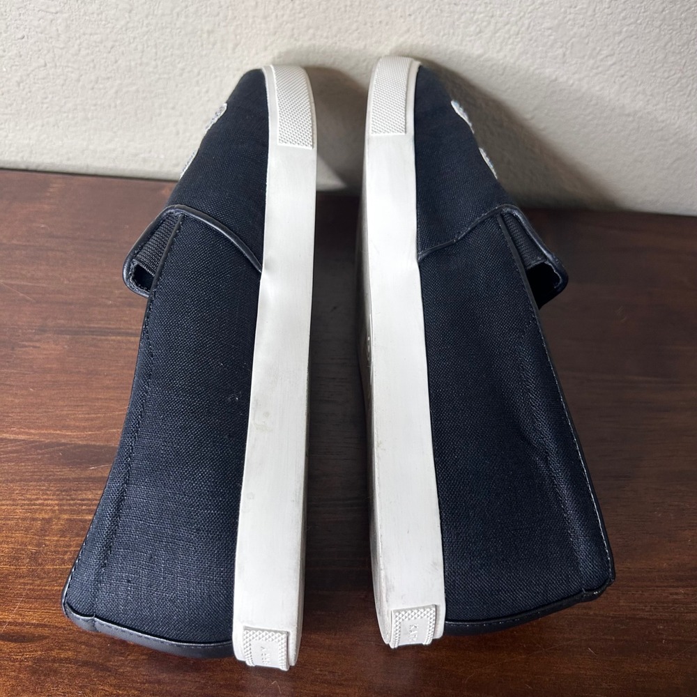 Katy Perry Sneakers Size 10 Black Canvas Slip On Daisy Rhinestone Embellished - Picture 6 of 8